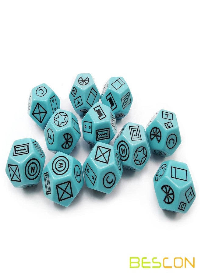 Bescon's Dungeon and Wilderness Terrain, Dungeon Feature and Treasure Type Dice Set, 4 Piece Proprietary Polyhedral RPG Dice Set, Red, Green, Yellow with Black Print - Image 5