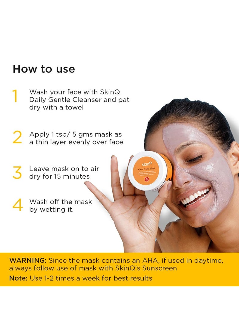 SkinQ Niacinamide and Vitamin C Face Mask AHA Based for Glowing Skin Reduces Tan Fights Pigmentation Instant Glow in 15 Minutes for All Skin Types Women and Men 30g - Image 5
