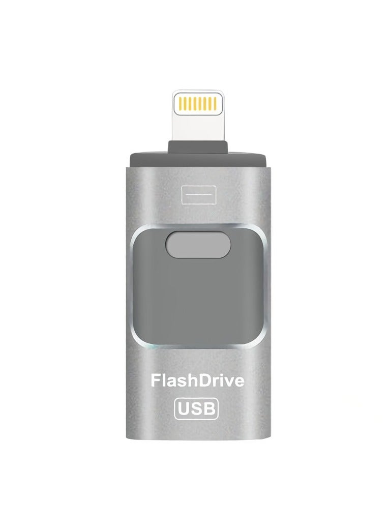 64GB USB Flash Drive, Shock Proof Durable External USB Flash Drive, Safe And Stable USB Memory Stick, Convenient And Fast I-flash Drive for iphone, (64GB Silver Gray)  - Image 1