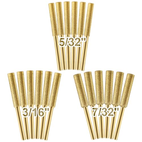 Big Gun 18pcs High Hardness Titanium Plated Chainsaw Sharpener Bits for Chain, Including 5/32''x 6, 3/16''x 6, 7/32''x 6pcs - Image 1