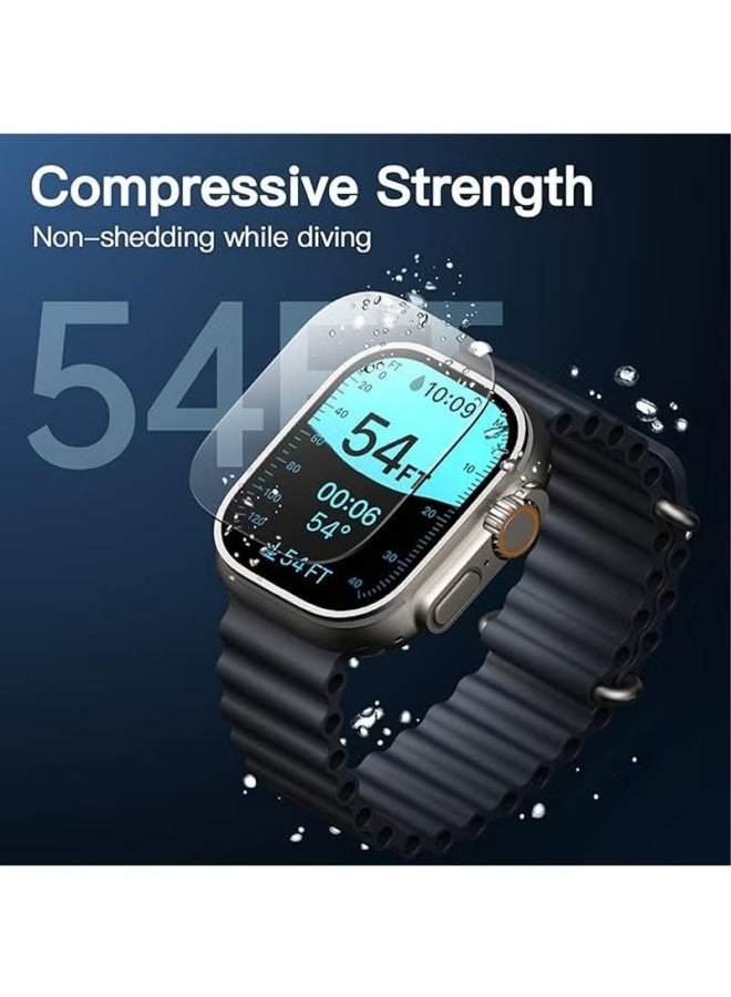 Tempered Glass Screen Protector for Apple Watch Ultra/Ultra 2 - 3 Pack Anti-scratch Protective Full Coverage Waterproof Bubble-Free HD 9H Clear Film for Watch Display Screen Accessories 49mm - Image 5