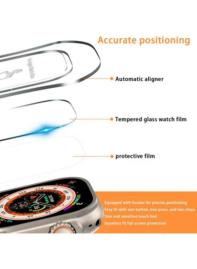 Tempered Glass Screen Protector for Apple Watch Ultra/Ultra 2 - 3 Pack Anti-scratch Protective Full Coverage Waterproof Bubble-Free HD 9H Clear Film for Watch Display Screen Accessories 49mm - Image 3