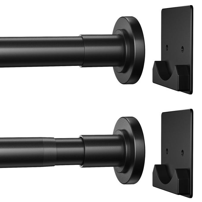MATTE BLACK SHOWER CURTAIN ROD1 INCH DIAMETER STAINLESS STEEL ADJUSTABLE SPRING TENSION RODS 32 TO 92WITH HOLDERSANTISLIPCURTAIN RODS NO DRILLING1 PACK