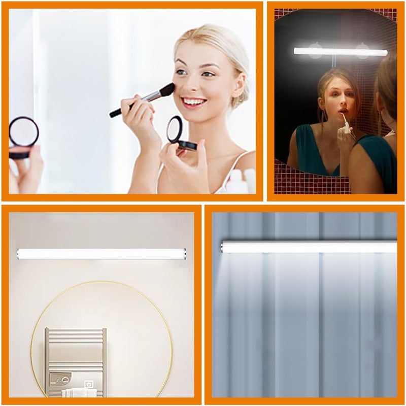 TIDTALEO LED Bathroom Vanity Light with Suction Cup, USB Rechargeable Mirror Front LED Makeup Lighting Fixture for Indoor Wall Mount, Over Mirror Bathroom Decor - Image 3