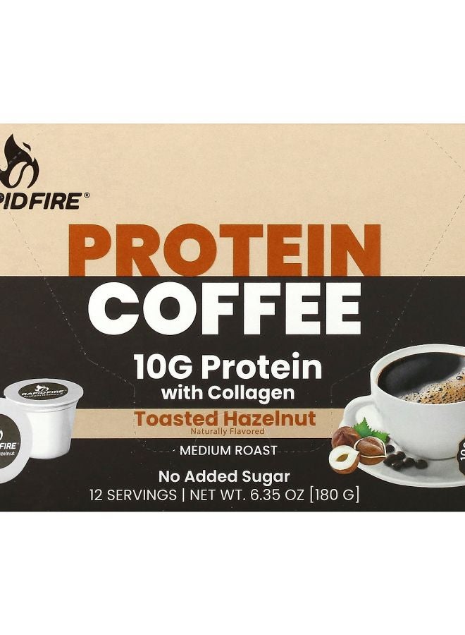 Protein Coffee Pod Toasted Hazelnut Medium Roast 12 Pods 6.35 oz (180 g)