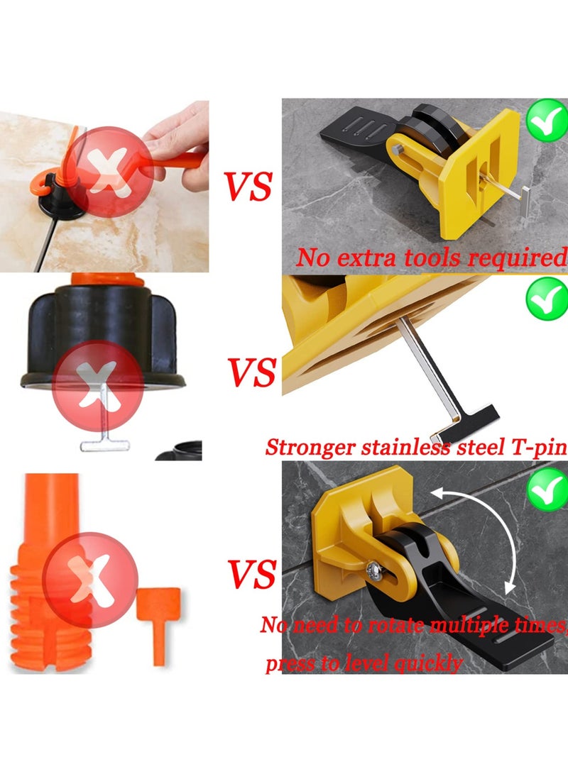 SYOSI Tile Leveling System Kit, 50 Pcs Reusable Tile Levelers with 50 Pcs Replaceable Spare Steel T-Pin, Tile Tools for Installation Tile Installation Leveler Tool Set for 8-12mm Tiles, Wall  Floor - Image 5