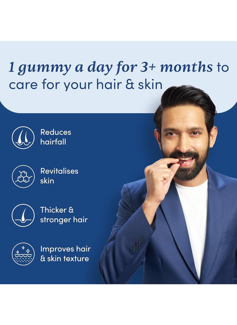 Man Matters - Biotin Hair Gummies (30N) - No Added Sugar - With Biotin, DHT Blockers, Vitamin A, C, E, Zinc & Fibre - For Healthy & Strong Hair - Strawberry Flavor - 100% Vegan & Gut Friendly - Image 1