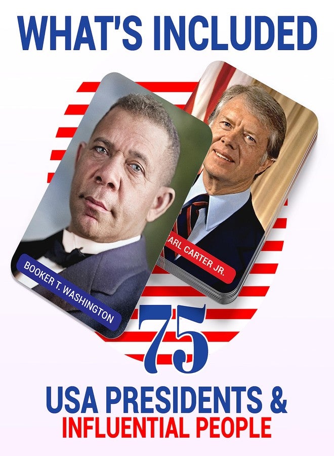 بريستون بطاقات تعليمية لرؤساء الولايات المتحدة الأمريكية والشخصيات المؤثرة - 75 بطاقة لتعلم التاريخ الأمريكي والتربية المدنية - أداة تعليمية للطلاب والمعلمين والمعلمات في المنزل - إصدار بريستون للتاريخ الأمريكي - Image 2