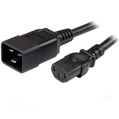 StarTech.com 6ft (1.8m) Heavy Duty Extension Cord, IEC 320 C13 to IEC 320 C20 Black Extension Cord, 15A 125V, 14AWG, Heavy Gauge Extension Cable, Heavy Duty AC Power Cord, UL Listed (PXTC13C20146) - Image 1