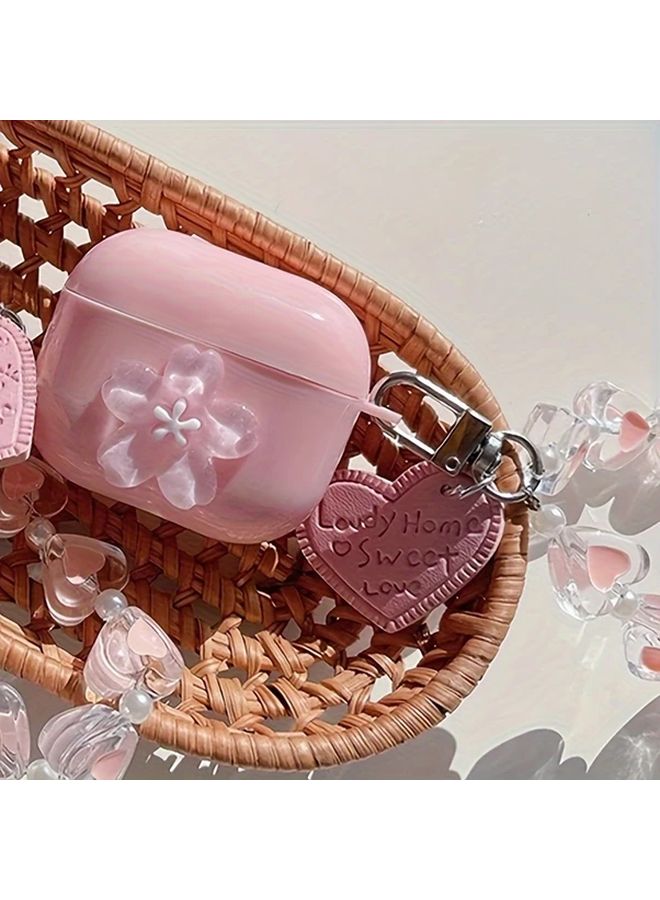 غلاف AirPods Pro 2 ثلاثي الأبعاد من زهور الكرز الوردي بمادة TPU مع ملحق سلسلة المفاتيح - Image 1