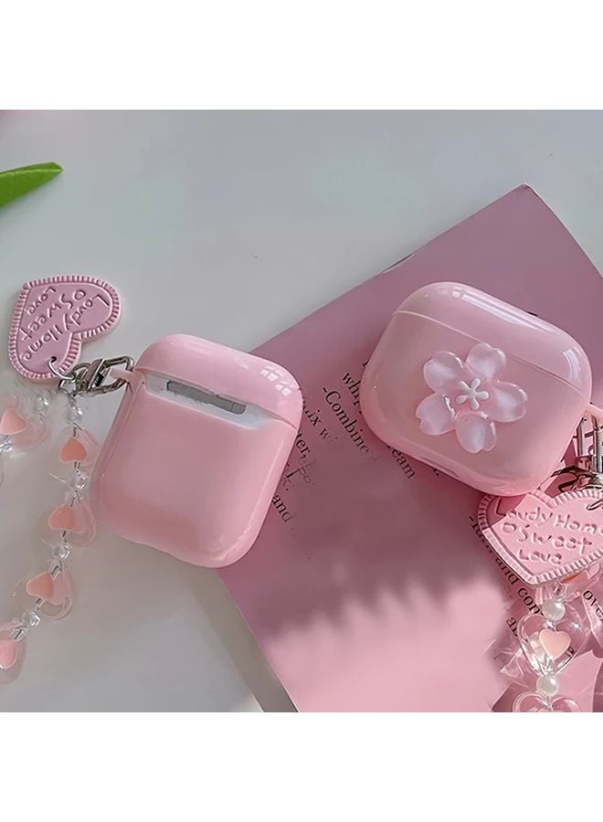 غلاف AirPods Pro 2 ثلاثي الأبعاد من زهور الكرز الوردي بمادة TPU مع ملحق سلسلة المفاتيح - Image 4