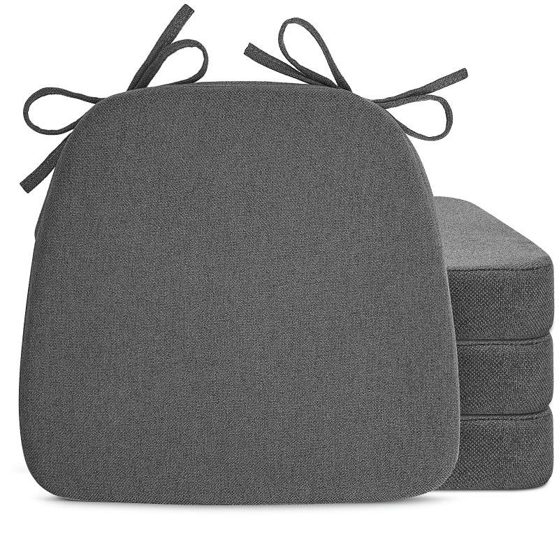 Sunsleek Sunsleek Chair Cushions for Dining Chairs  D-Shaped Seat Cushions with Removable Washable Cover and Ties  Chair Pads for Kitchen  Indoor Dining Room  Patio Chairs  17'' x 16''  Set of 6  Dark Grey - Image 1
