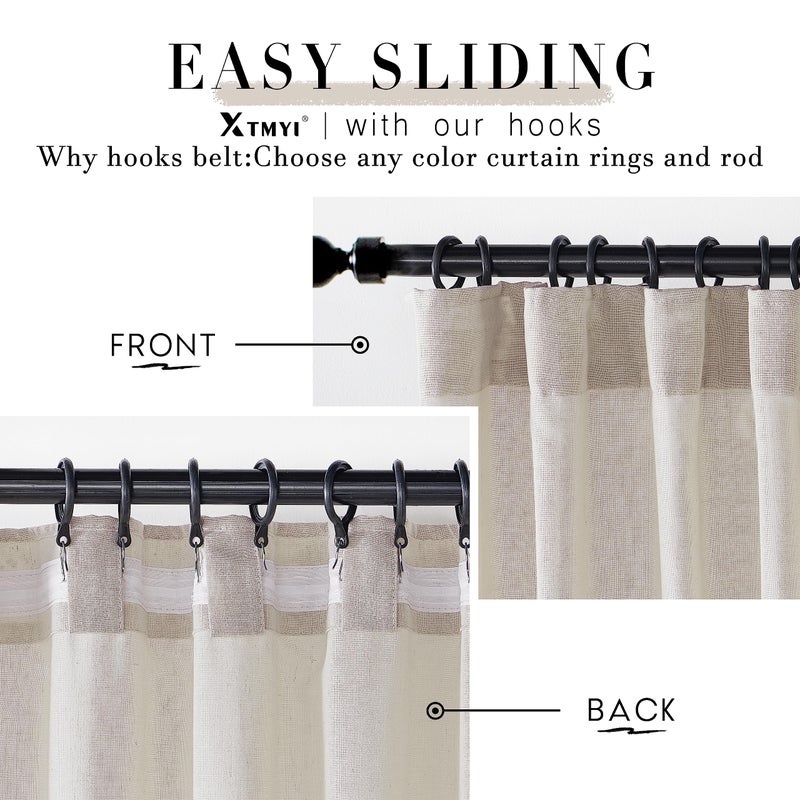 XTMYI Oatmeal Beige Curtains 84 Inches Long for Living Room 2 Panels Sets Stone Washed Linen Earth Tone Decor Back Tab Rod Pocket Boho Neutral Greige Earthy Sheer Curtain for Bedroom - Image 3
