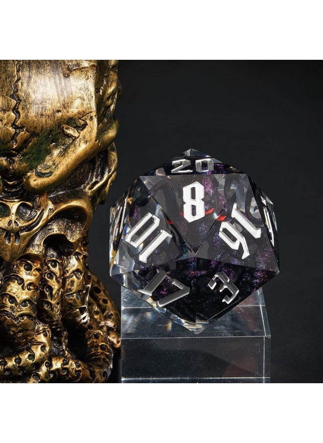 cusdie Cusdie Large D20 DND Dice 55mm with Sharp Edges, D&D 20 Sided Dice, Handmade Giant D20 for Dungeons and Dragons RPG, Table Games(Purple Black Octopus)  - Image 5
