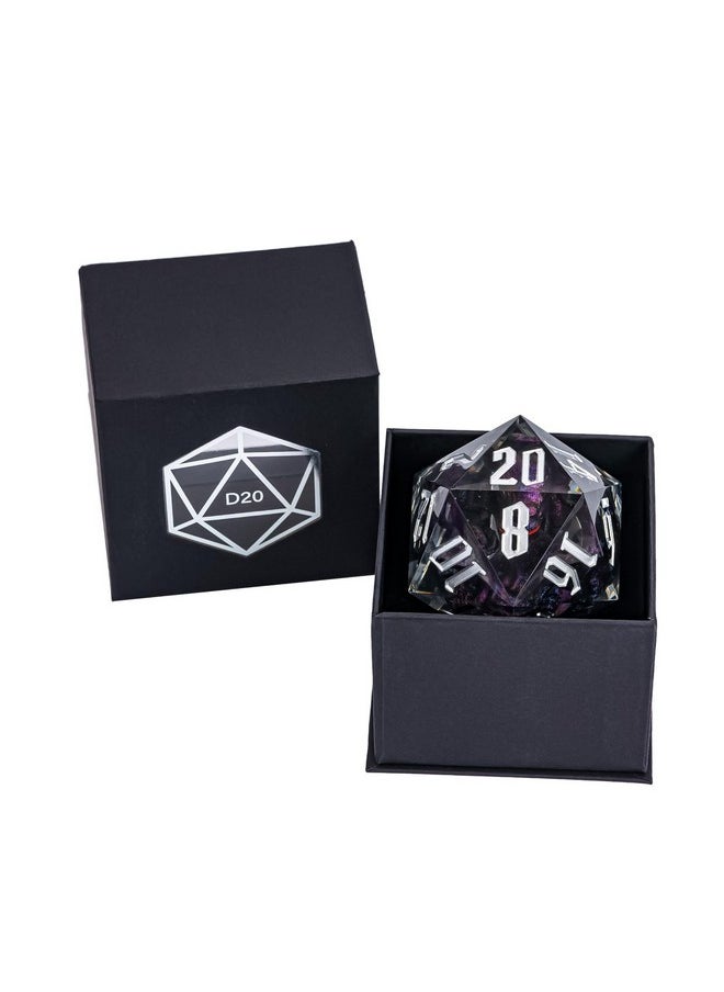 cusdie Cusdie Large D20 DND Dice 55mm with Sharp Edges, D&D 20 Sided Dice, Handmade Giant D20 for Dungeons and Dragons RPG, Table Games(Purple Black Octopus)  - Image 2