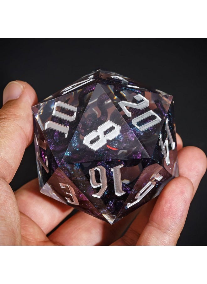 cusdie Cusdie Large D20 DND Dice 55mm with Sharp Edges, D&D 20 Sided Dice, Handmade Giant D20 for Dungeons and Dragons RPG, Table Games(Purple Black Octopus)  - Image 3