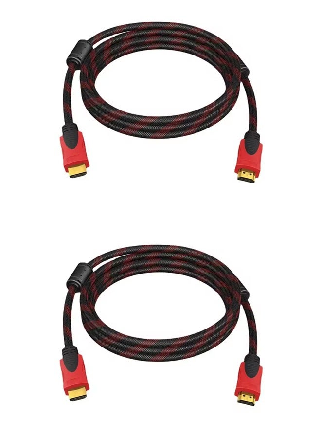 2-Piece HDMI to HDMI cable 1.5mtr red/black  - Image 1