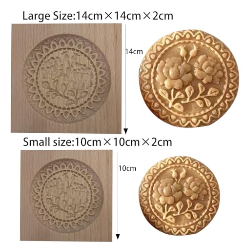 KUAINICE Carved Wooden Gingerbread Cookie Mold,3D Wooden Baking Mold Cookie Biscuit Press Stamp Molds,Cookie Cutter,Cookie Stamp,DIY Biscuit Stamp Mould for Halloween Thanksgiving Christmas(Rose hips-Large) - Image 2
