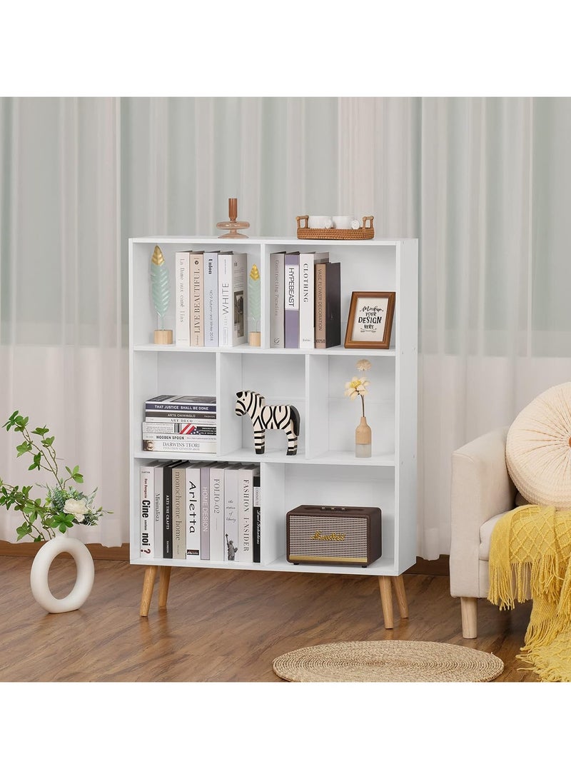 تشولوفز خزانة كتب مكعبة بثلاث طبقات، بتصميم عصري ريفي بني من منتصف القرن، ورفوف كتب خشبية كلاسيكية مفتوحة، ورف منظم للتخزين، مناسبة لغرف النوم والمعيشة والمكتب. - Image 5