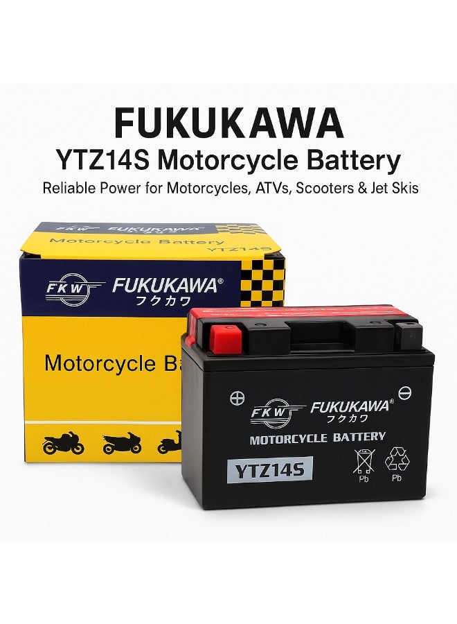 Fukukawa YTZ14S 12V 14Ah Motorcycle Battery with 6 Electrolyte Packs | User-Activated Lead Acid Battery 230 CCA | Reliable Compact Power for Motorcycles, Scooters, and ATVs - Image 5