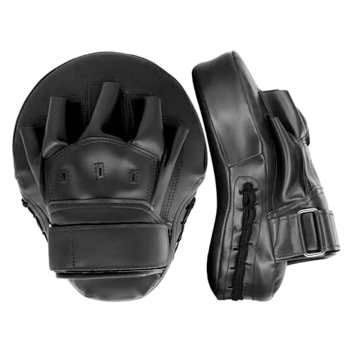 Valleycomfy Boxing Curved Focus Punching Mitts Leatherette Training Hand PadsIdeal for Karate Muay Thai Kick Sparring Dojo Martial ArtsBlack - Image 1