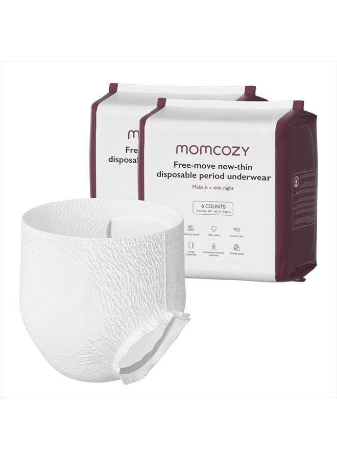Momcozy Postpartum Disposable Underwear, 12 PCS No Leak New-Thin Built-in Pad Self-Absorbent Free-Move Period Underpants for Women Mothers Moms Labor Delivery Care White - Image 1