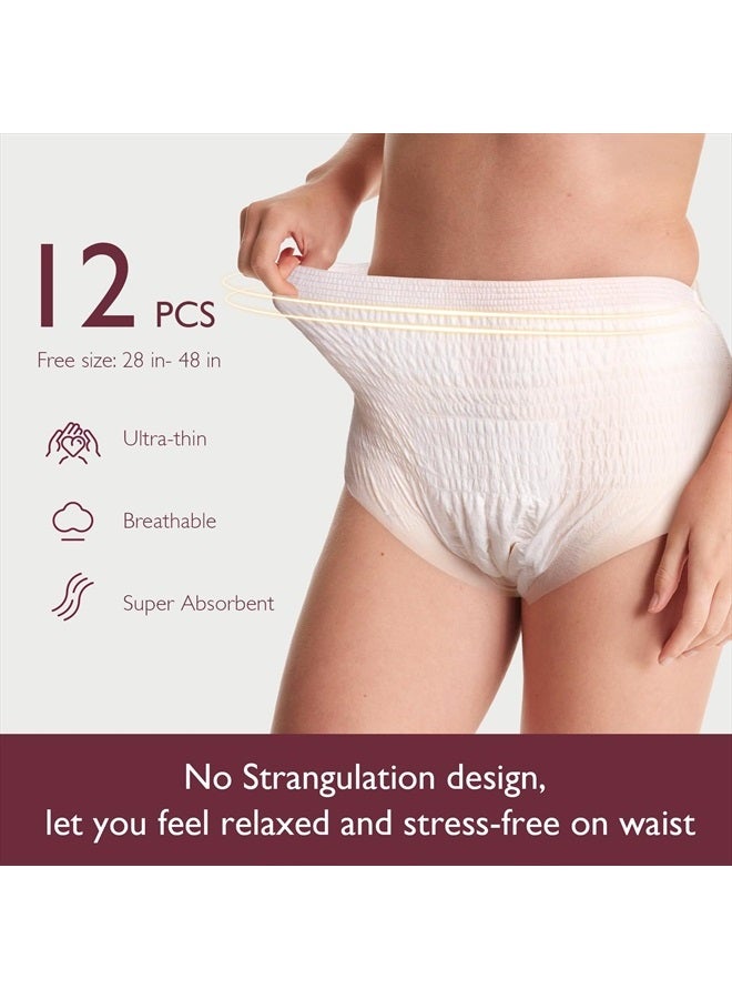 Momcozy Postpartum Disposable Underwear, 12 PCS No Leak New-Thin Built-in Pad Self-Absorbent Free-Move Period Underpants for Women Mothers Moms Labor Delivery Care White - Image 2