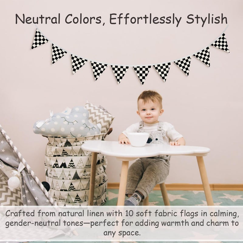 XYDEG Boys Room Wall Art Decor,Cars Room Decor for Toddler Nursery Playroom, Black and White Checkered Garland Triangle Banners,Racing Flags 11Ft Bunting Flags Fabric for Baby Shower Birthday Party - Image 2
