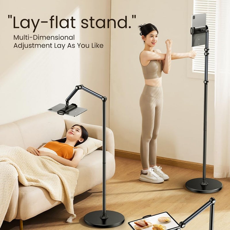 PADOM Tablet Floor Stand, Adjustable Universal 360-degree Rotatable Metal Tablet Holder, Phone Stand for iPad/iPhoneX/iPad Pro or Other 4.5~11 Inches Devices - Image 1