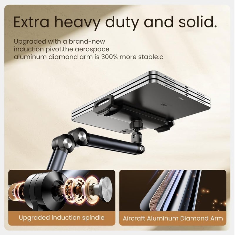 PADOM Tablet Floor Stand, Adjustable Universal 360-degree Rotatable Metal Tablet Holder, Phone Stand for iPad/iPhoneX/iPad Pro or Other 4.5~11 Inches Devices - Image 2
