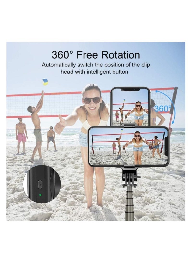 360° Rotation Tripod with Wireless Remote, Portable Phone Holder, Auto Balance 1-Axis Gimbal for Smartphones Tiktok Vlog Youtuber Live Video Record