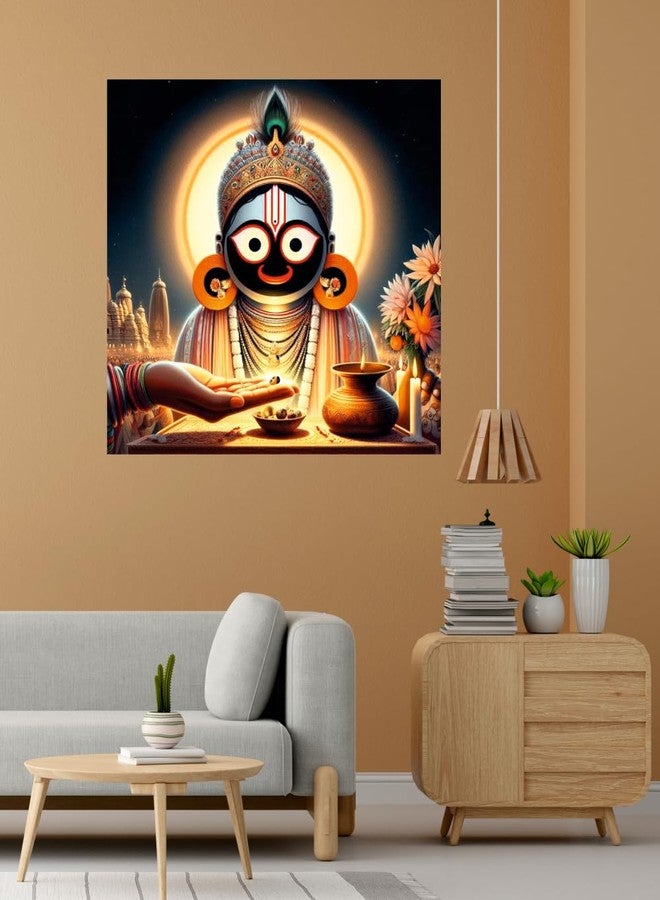 Sky Flying Lord Jagannath Ji Wall Poster (JAG18_NW_02) Living Room, Pooja Room, KIds Room (Size - 46CM X 46CM) - Image 2
