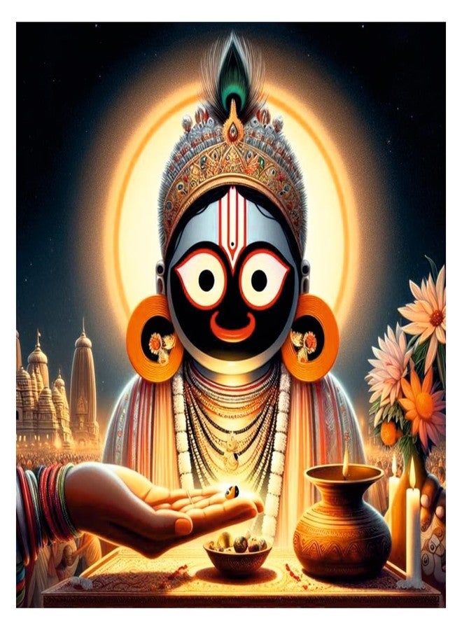Sky Flying Lord Jagannath Ji Wall Poster (JAG18_NW_02) Living Room, Pooja Room, KIds Room (Size - 46CM X 46CM) - Image 1