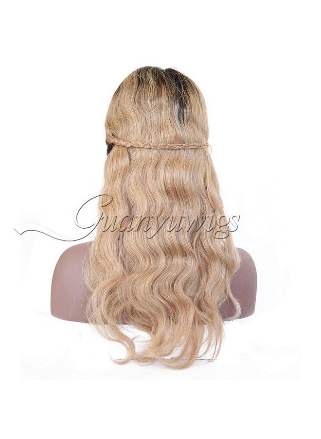 Guanyuwigs Ombre 1B/27 Honey Blonde 360 Lace Front Wig Brazilian Human Hair Body Wave Full Lace Wig For Black Women 150 Density 12Inch  - Image 4
