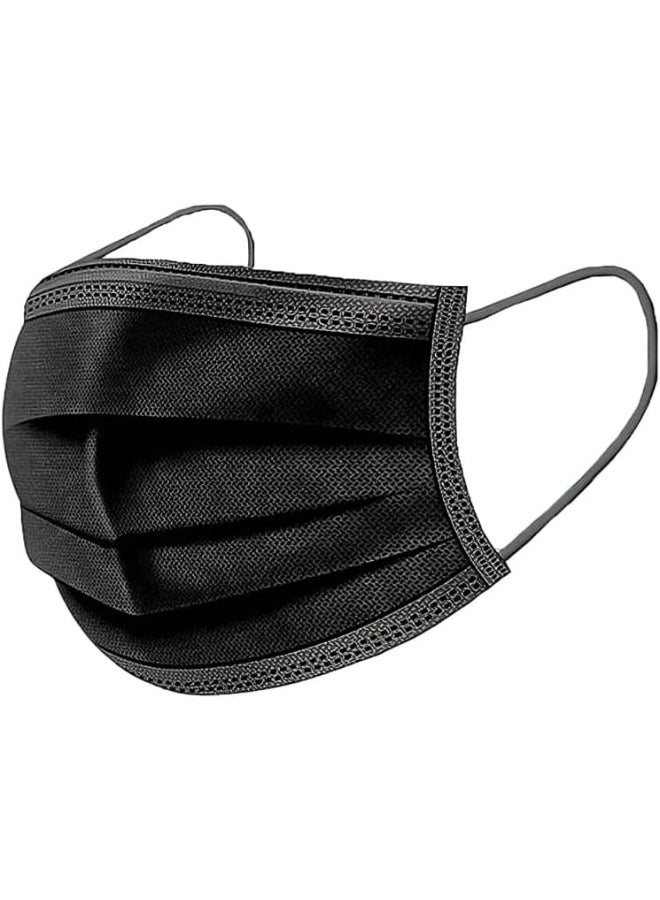 Poaker Poaker Blue/Black Disposable Face Masks – Non-Woven Fabric for Comprehensive Nose and Mouth Protection: Perfect for Medical, Construction, Dust Proofing, and General Safety (BLACK COLOR, PACK OF 4)  - Image 1