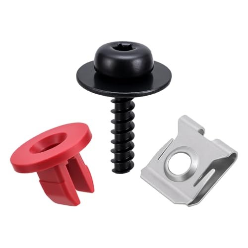Lantee 10 Set (30 Pcs) Splash Shield Screw & U Nut Clip Kit – T30 Torx Bolt with Red Nylon Retainer & Stainless U Nut – Fits for Ford Escape, Focus, Fusion, Explorer, C-Max, Transit Connect - Image 5