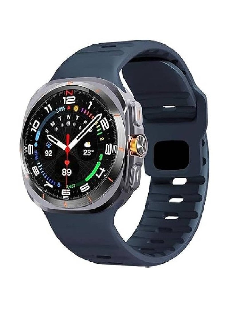 سوار ساعة من السيليكون الناعم لساعة سامسونج جالاكسي ووتش ألترا 47 مم - سوار رياضي يسمح بمرور الهواء للرجال والنساء، متوافق مع ساعة جالاكسي ووتش 7 ألترا (أزرق داكن) - Image 1