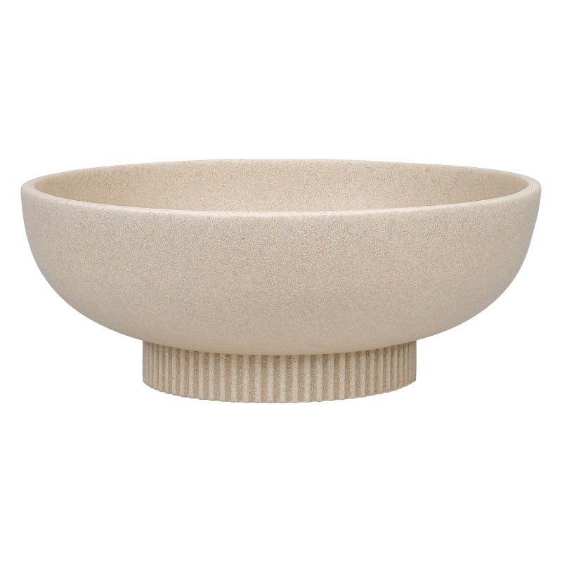 Deobath Large Resin Pedestal Decorative Bowl - Modern Handicraft Bowls for Home Decor - Fruit Bowl for Kitchen Counter - Key Bowl for Entryway Table,Artificial Stone Beige - Image 1