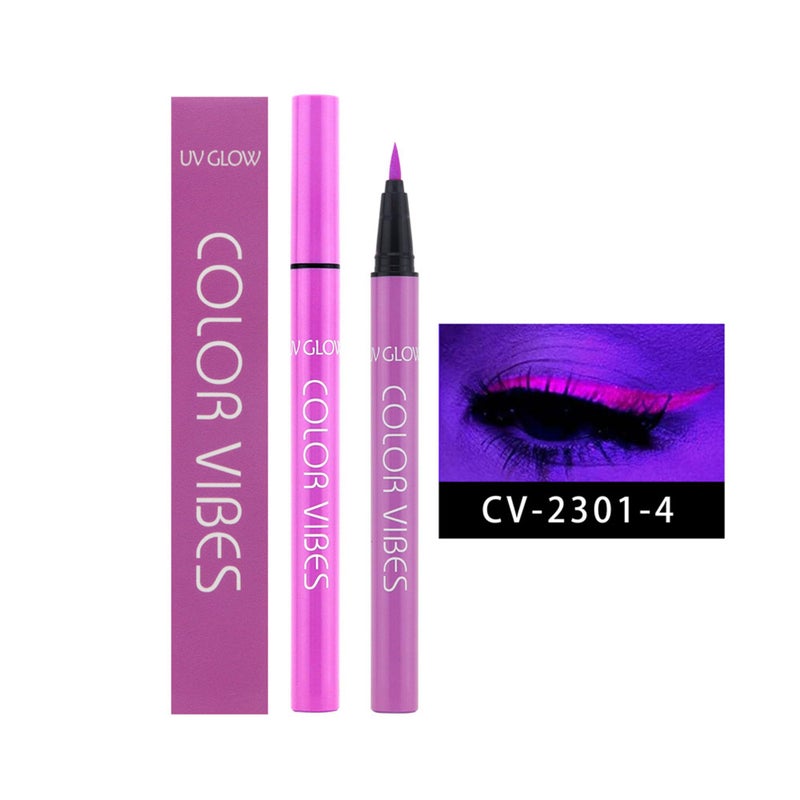 Wismee UV Glow Neon Liquid Eyeliner, Matte Colored Eyeliners Pen, Rainbow Colorful Neon Eyeliner Pencil Pigmented Waterproof Smudgeproof Long Lasting Eye Liner for Halloween Christmas Makeup (Purple) - Image 2