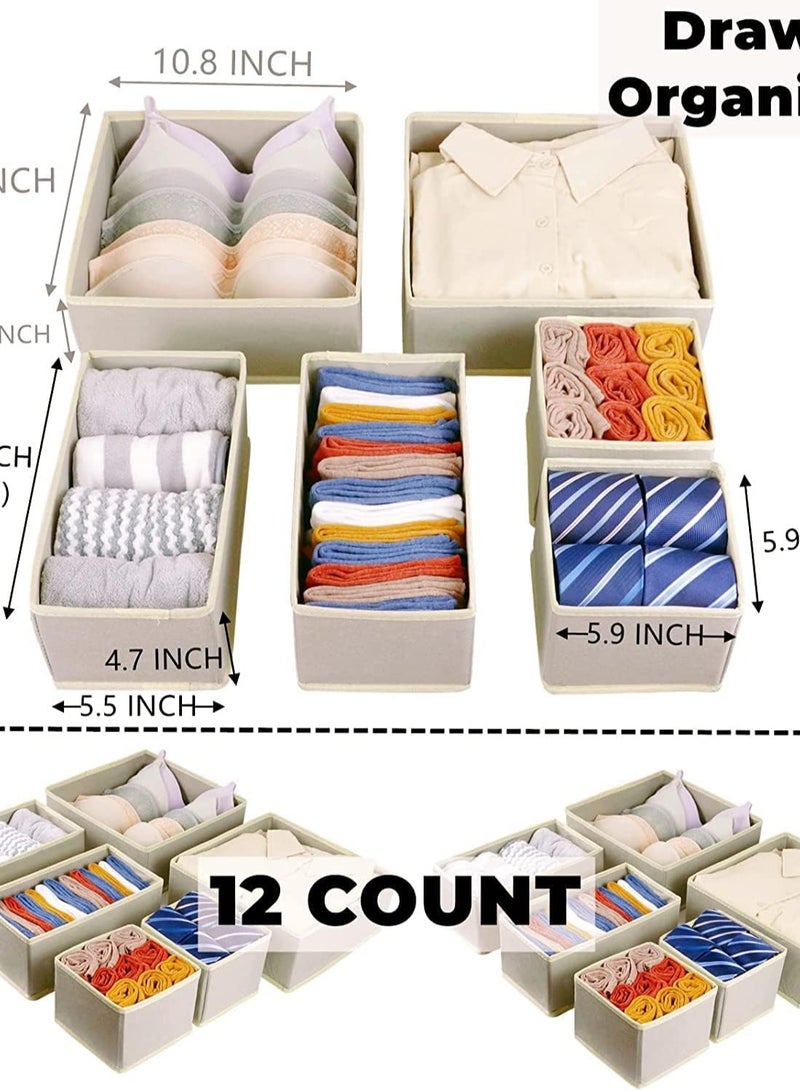 PADOM Padom Clothing Storage Organizers, 12 Set Foldable Underwear Drawer Organizer and Closet Dividers, Storage Box for Clothes, Socks, Underwear  - Image 3