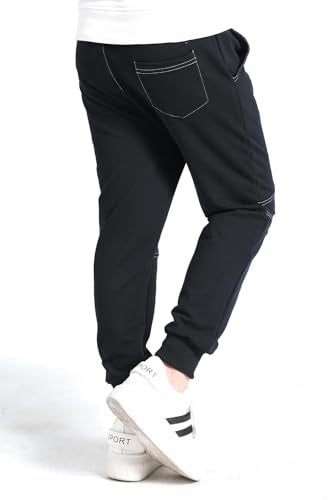 BINPAW Kids Cotton Pull On Active Sports Jogging Sweat Pants with Pockets for Little Boys & Big Boys, Black, Age 9T-10T (9-10 Years) = Tag 150 - Image 2