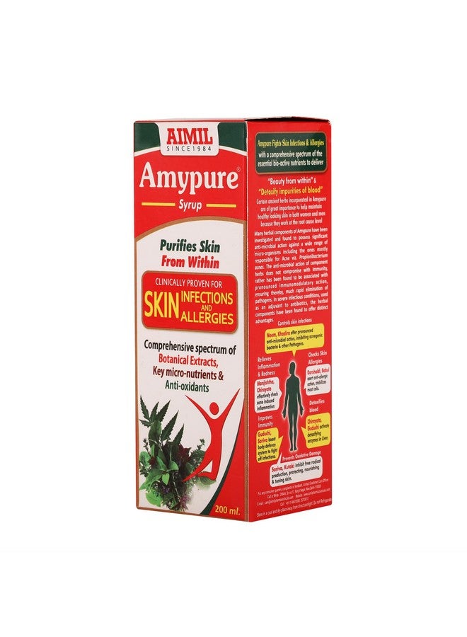 AIMIL Amypure Syrup - 200ml (Pack of 3) | Ayurvedic Blood Purifier | For Bacterial & Fungal Skin Infections and Allergies - Image 2