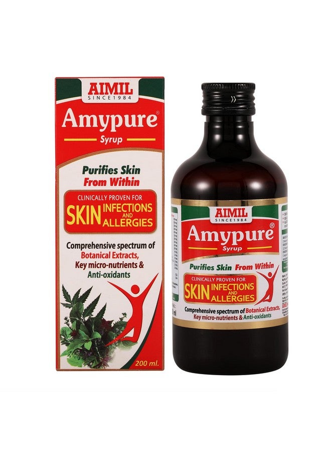 AIMIL Amypure Syrup - 200ml (Pack of 3) | Ayurvedic Blood Purifier | For Bacterial & Fungal Skin Infections and Allergies - Image 1