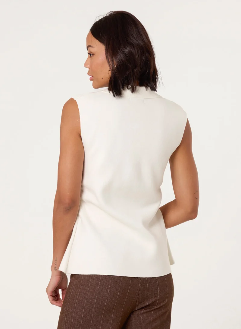 Blue Vanilla Gold Button Front Tailored Vest