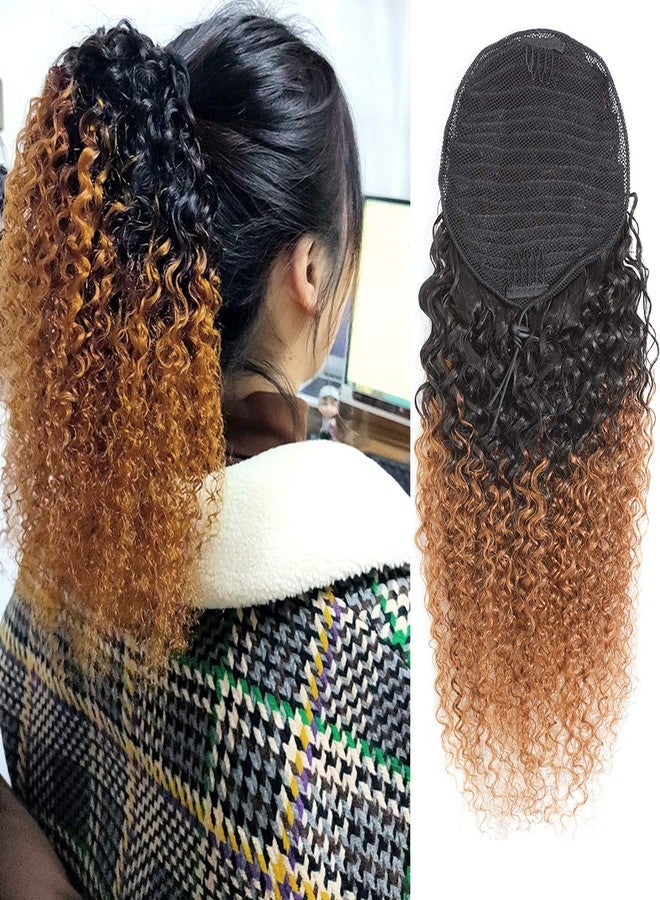 Feelgrace 22" Long Curly Ponytail Hair Extension Drawstring Kinky Curly Pony Tail Hair Piece for Black Women Girls Quality Real Human Hair Clip in Ponytail Hair - Image 1