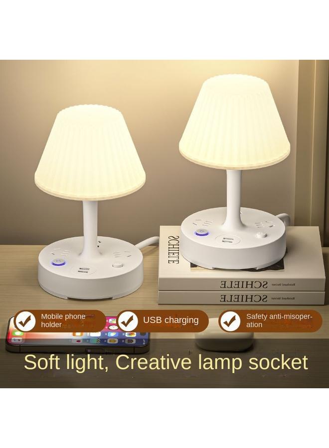 Bluejw Multi-functional Desk Lamp USB Socket Integrated Eye Protection Bedside Lamp Multi-position Cooling And Heating Light Household LED Bedroom Lamp Insert Row - Image 2