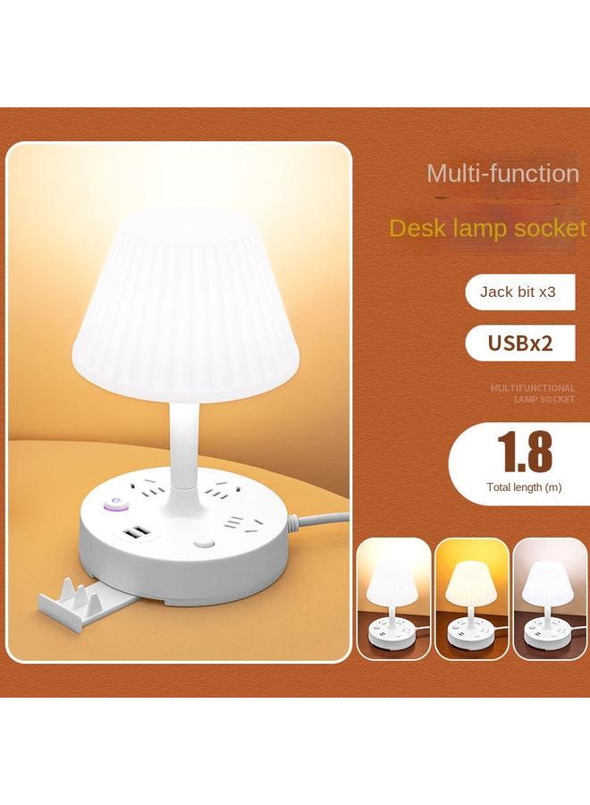 Bluejw Multi-functional Desk Lamp USB Socket Integrated Eye Protection Bedside Lamp Multi-position Cooling And Heating Light Household LED Bedroom Lamp Insert Row - Image 1