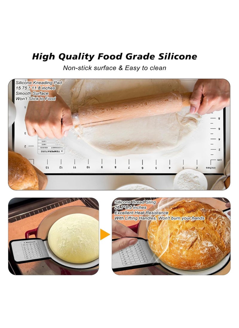 AirYoung 14PCS Sourdough Starter Kit, Sourdough Bread Baking Supplies,Round & Oval Rattan Banneton Bread Proofing Baskets Set, Bread baking tools,Silicone bread Sling  - Image 3