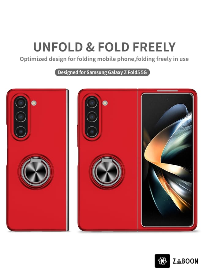 جرين تايجر حافظة هاتف بحامل حلقي لهاتف سامسونج جالاكسي Z Fold5 5G (أحمر) - Image 2