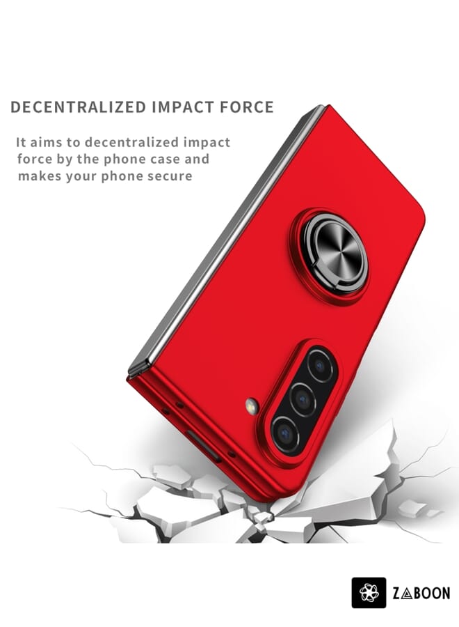 جرين تايجر حافظة هاتف بحامل حلقي لهاتف سامسونج جالاكسي Z Fold5 5G (أحمر) - Image 4
